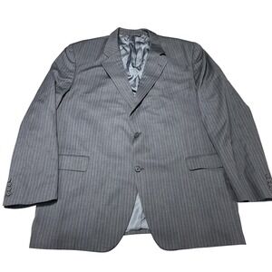 Jack‎ Victor Suit Jacket Mens 50L Gray Pinstripe Super 100s Wool Long 2 Button